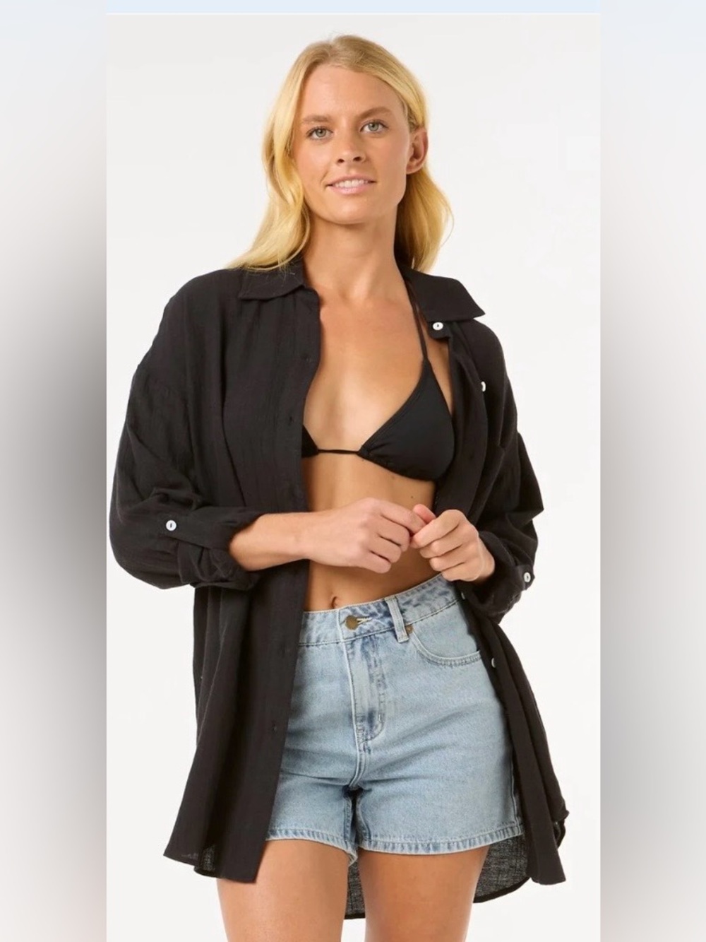 🆕 Women’s RIP CURL PREMIUM LINEN LONG SLEEVE BUTTON THROUGH SHIRT. XL